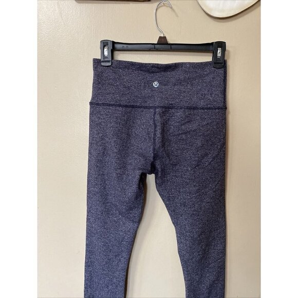 Lululemon Wunder Under Heather Blue Athleisure Crop Leggings Pants Size 6 - Picture 2 of 10